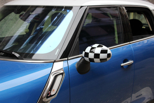 2 Checke Side Mirror Caps Covers for MINI Cooper Hardtop 2014 F55 & 2015 F56