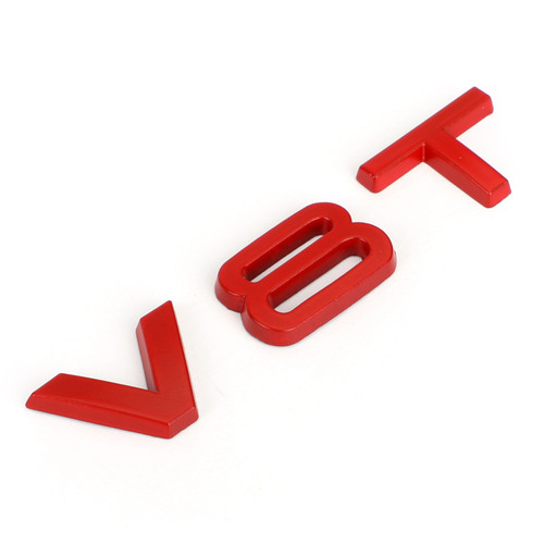 V8T Emblem Badge Fit For AUDI A1 A3 A4 A5 A6 A7 Q3 Q5 Q7 S6 S7 S8 S4 SQ5 Red