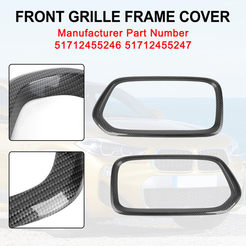 Carbon Fiber Front Bumper Grill Frame Cover Trim Fit BMW X2 Series F39 2018-23