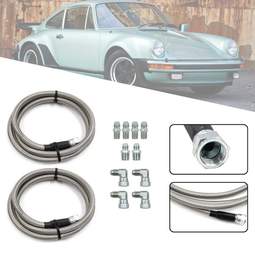 52" Length SS Braided Transmission Cooler Hose Lines For TH350 700R4 TH400