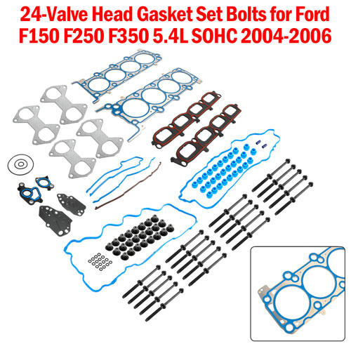24-Valve Head Gasket Set Bolts for Ford F150 F250 F350 5.4L SOHC 2004-2006