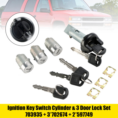 Ignition Switch Cylinder & 3 Door Lock Set W/2 Keys For Suburban Tahoe 98-1999 Generic