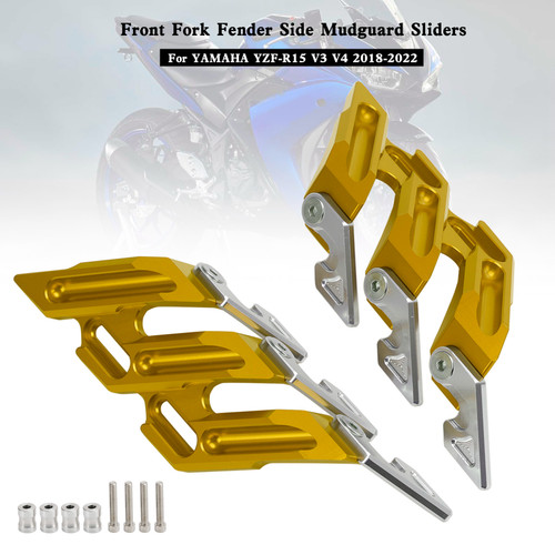 CNC Front Fork Fender Side Mudguard Sliders For YAMAHA YZF-R15 V3 V4 18-22 Gold
