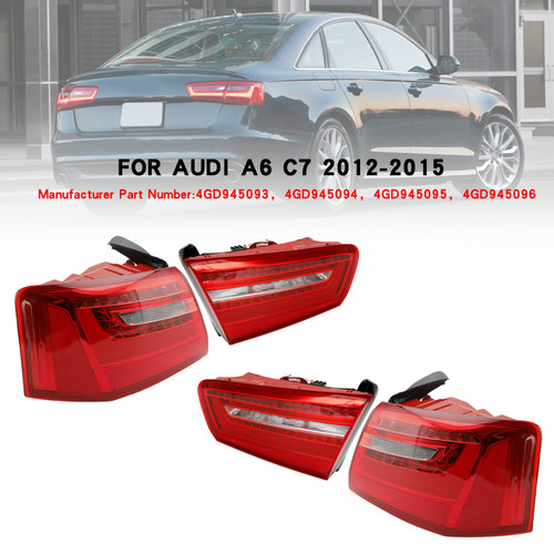 Car 4pcs Inner Outer LED Taillight Brake Light For AUDI A6 2012-2015