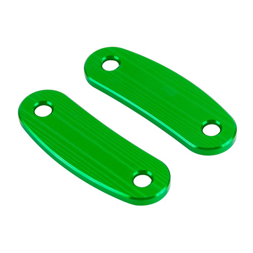 Green mirror delete blanking block off plates fits Kawasaki ZX-10R 2011-2015