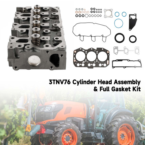 Yanmar 3TNV76 Engine CEL 40 loader backhoe, Gehl 283Z mini excavator,Gehl 140 whole loader,Komatsu PC22MR-3 PC26MR-3 and etc Complete Cylinder Head With Valve Spring & Full Gasket Kit Generic