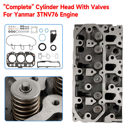 Yanmar 3TNV76 Engine CEL 40 loader backhoe, Gehl 283Z mini excavator,Gehl 140 whole loader,Komatsu PC22MR-3 PC26MR-3 and etc Complete Cylinder Head With Valve Spring & Full Gasket Kit Generic