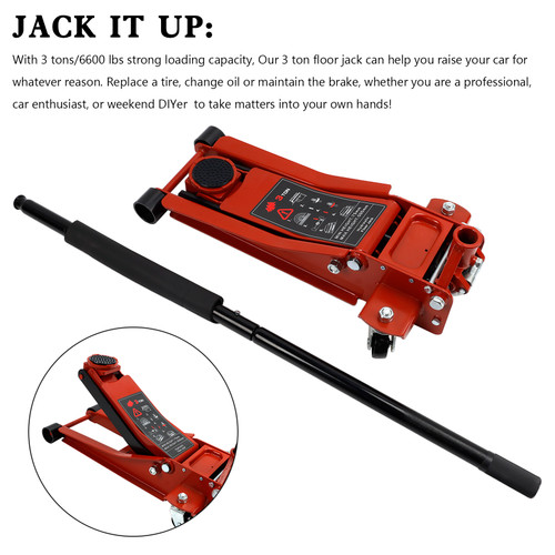 Aluminum Steel 3 Ton Floor Jack With Dual Pistons Quick Lift Pump Lift Car Auto Vehicles
