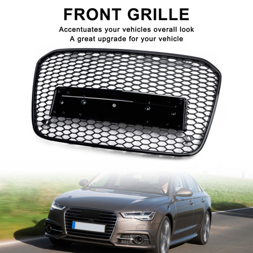 2012-2015 Audi A6 C7/S6 pre-facelift RS6 Style Honeycomb Front Bumper Grille Black Generic