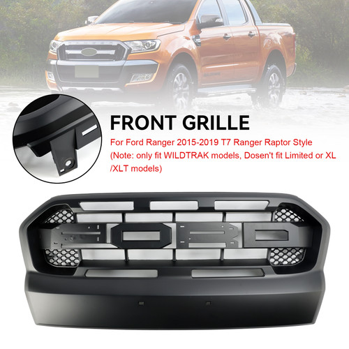 2015-2019 Ford Ranger T7 Ranger Raptor Style Front Bumper Grille With Letters Black Generic