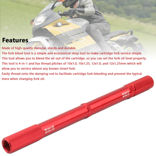 Universal Motorcycle Fork Bleed Tool Diy Suspension Repair Damper Rod Red Generic