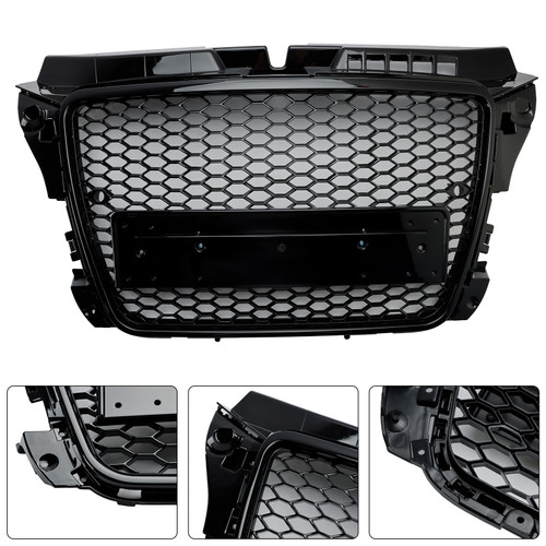 2008-2013 Audi A3 8P S3 RS3 Style Honeycomb Front Bumper Grille Black Generic