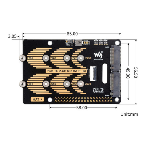 Raspberry Pi 5 PCIe Dual Channel Rotary Board Nvme Protocol Dual M.2 Hard Disk
