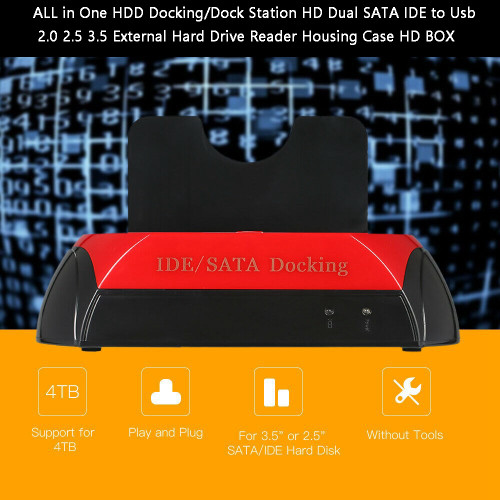 USB 2.0 to IDE/SATA External Hard Drive Docking Station 2 Bay 2.5" 3.5" HDD US