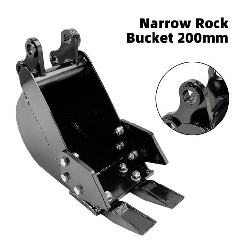 Mini Excavator Attachment Narrow Rock Bucket 200mm Trenching Buckets 2-Teeth