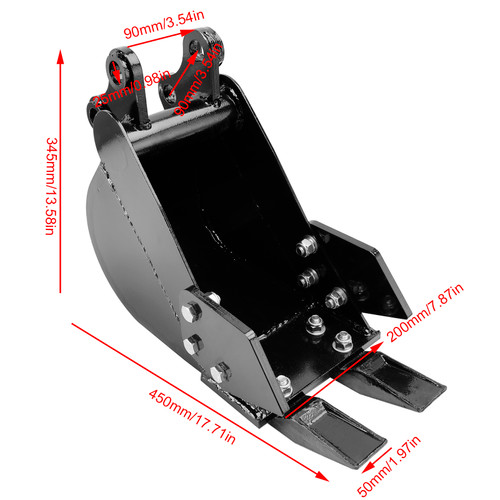 Mini Excavator Attachment Narrow Rock Bucket 200mm Trenching Buckets 2-Teeth