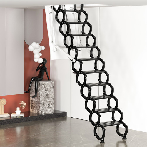 13 Steps Electirc Acctic Ladder Aluminum Folding 11.8FT Remote For Loft Home
