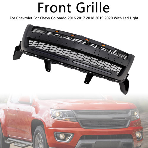2016-2020 Chevrolet Chevy Colorado With Led Light Front Bumper Grille Matte Black Generic