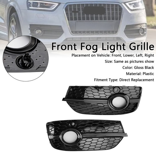 2013-2015 AUDI Q3 Standard Version RSQ3 Style Honeycomb Front Fog Light Covers Gloss Black Generic
