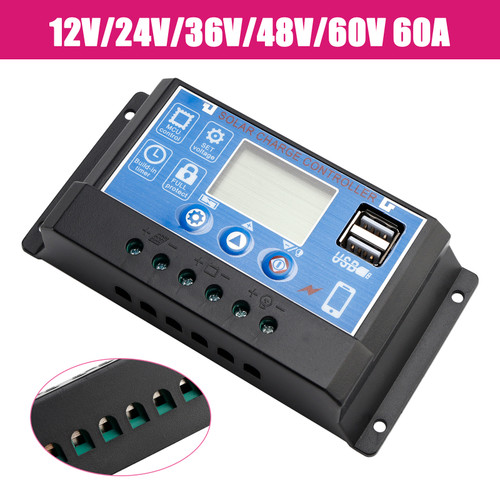 60A PWM Solar Controller Mobile APP Intelligent Control 12V/24V/36V/48V/60V Solar Controller Display Current Solar Street Light Controller 0V Start