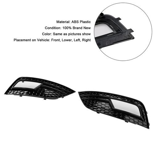 2013-2015 Audi A4 B8.5 Standard Bumper Black Fog Light Cover Grille Generic