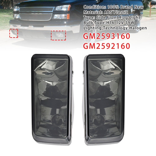 2007-2013 Chevy Silverado Pair Front Fog Light Lamps With Bulbs Smoked Lens Generic