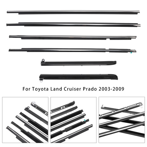 2003-2009 Toyota Land Cruiser Prado 6pcs Quarter & Door Belt Moulding Weatherstrip Generic