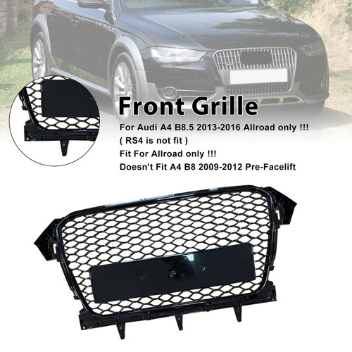 2013-2016 Audi A4 B8.5 RS4 Style Front Bumper Grill Gloss Black Generic