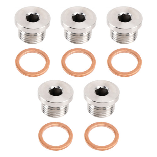 5 Pack 304 Stainless Steel M18 x 1.5mm Inner Hex Head Sensor blanking Plug Cap