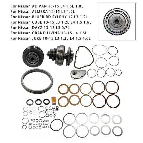 2012-2015 Nissan NV200 PULSAR QASHQAI Transmission Master Rebuild Kit & Pulley Set W/ Belt JF015E RE0F11A Generic
