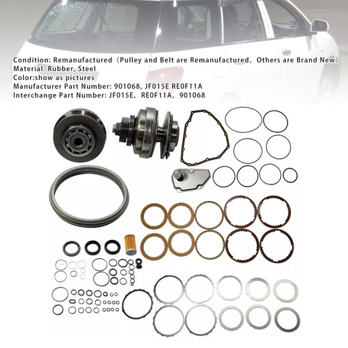 201-2015 SUZUKI SOLIO SPACIA SWIFT WAGON R Transmission Master Rebuild Kit & Pulley Set W/ Belt JF015E RE0F11A Generic