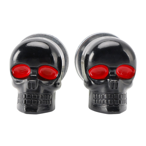 2x Custom SKULL License Plate Bolt Screw Black Plastic Motorcycle Chopper Bobber Black