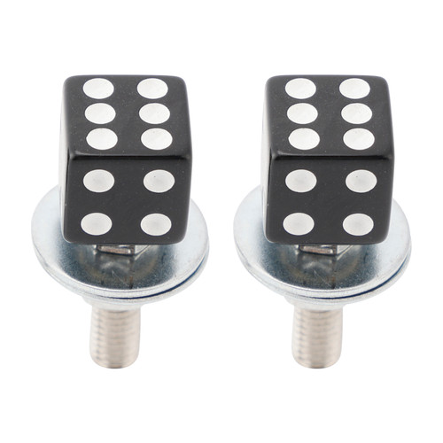 2x Custom DICE License Plate Bolt Screw Black Plastic Motorcycle Chopper Bobber Black