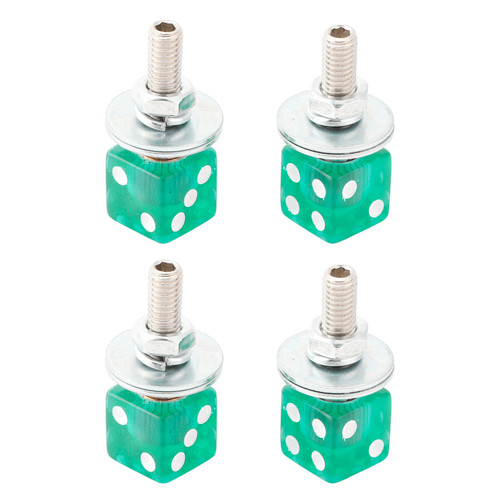 4x Custom DICE License Plate Bolt Screw Green Plastic Motorcycle Chopper Bobber Green