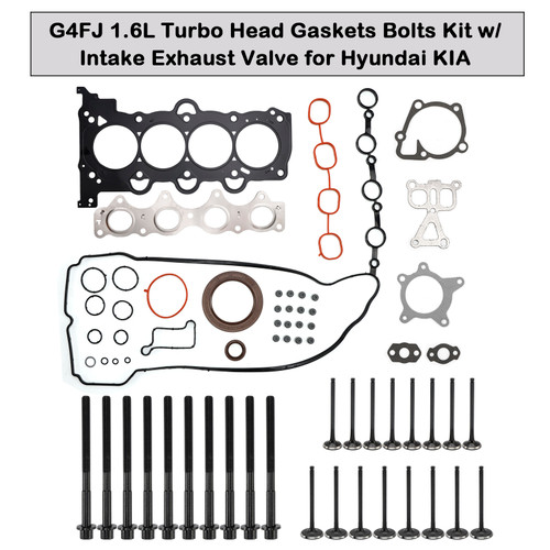 2012-2017 Hyundai Veloster 1.6L GAS Naturally Aspirated G4FJ 1.6L Turbo Head Gaskets Bolts Kit w/ Intake Exhaust Valve 231102B710 Generic
