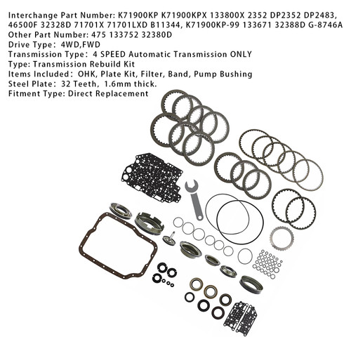 2008-2017 FORD FIESTA Transmission Banner Rebuild Kit FN4A-EL 4F27E 1.6mm thick Generic