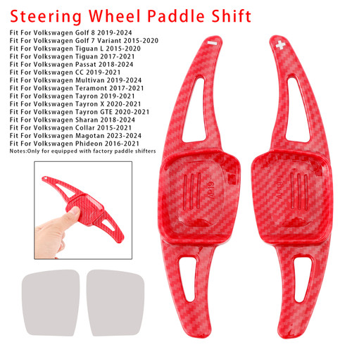 2017-2021 Volkswagen Tiguan Steering Wheel Paddle Shifter Extension Carbon Fiber Red Look Generic