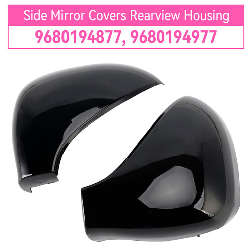 2006-2015 Peugeot 207 Hatchback Estate & Van Side Mirror Covers Rearview Housing Bright Black Generic