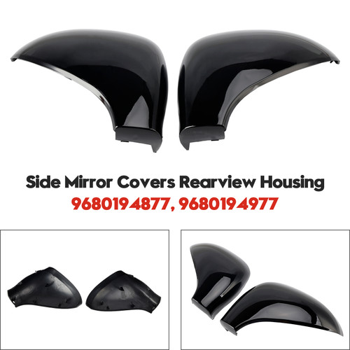2006-2015 Peugeot 207 Hatchback Estate & Van Side Mirror Covers Rearview Housing Bright Black Generic