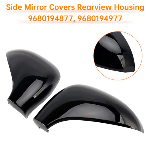 2006-2015 Peugeot 207 Hatchback Estate & Van Side Mirror Covers Rearview Housing Bright Black Generic