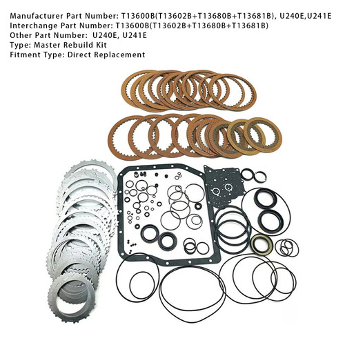 2005-2010 SCION TC 2.4L Auto Transmission Master Rebuild Kit Clutch Discs Gasket U240E U241E Generic
