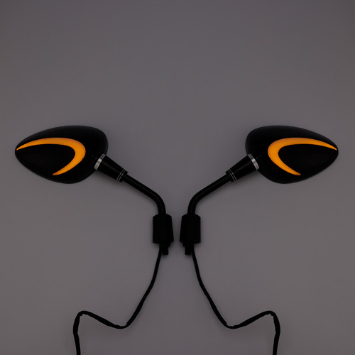 Black LED Turn Signal Mirror Pair 10mm Right-hand threading For Piaggio Vespa