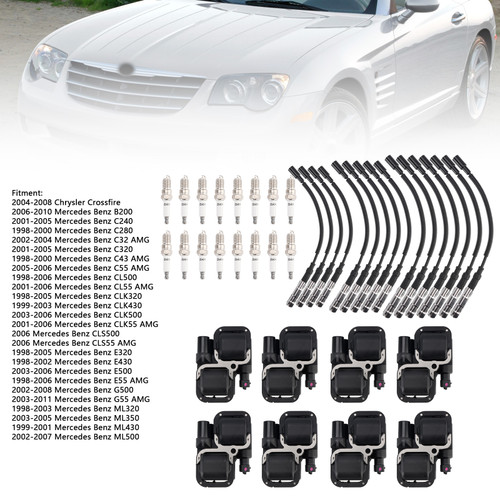 1998-2011 Mercedes-Benz C CL CLK ML Class 8x Ignition Coil+16x Spark plug +16x Wire Set UF359 Generic