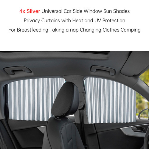 4 PCS Universal Car Side Window Sun Shades Silver For Breast feeding Taking a nap