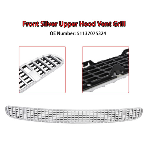 2002-2005 BMW E46 Front Silver Upper Hood Vent Grill 51137075324 Generic