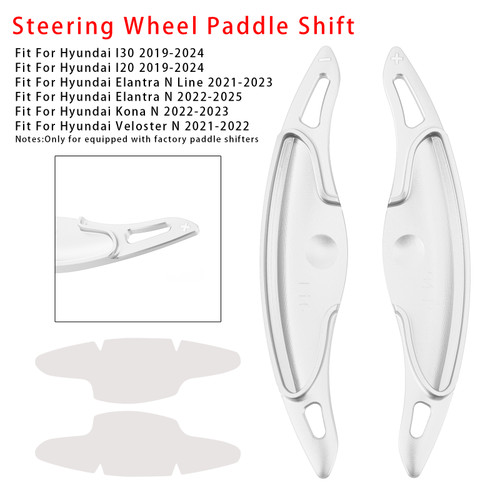 2021-2022 Hyundai Veloster N Steering Wheel Paddle Shifter Extension Aluminium Silver Generic