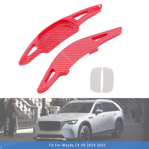 2024-2025 Mazda CX-90 Carbon Look Steering Wheel Paddle Shifter Extension Carbon Fiber Red Look Generic