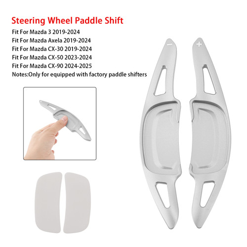 2019-2024 Mazda CX-30 Carbon Look Steering Wheel Paddle Shifter Extension Aluminium Silver Generic