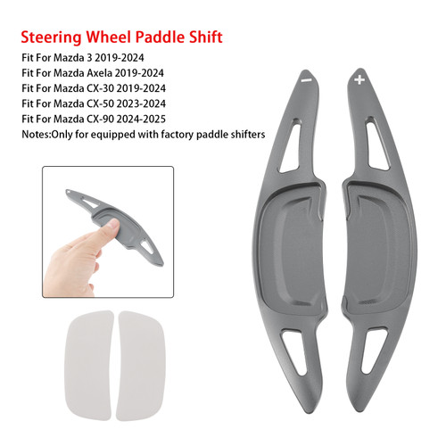 2019-2024 Mazda 3 Carbon Look Steering Wheel Paddle Shifter Extension Aluminium Grey Generic