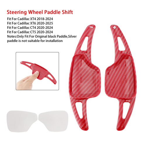 2020-2024 Cadillac CT4 Steering Wheel Paddle Shifter Extension Carbon Fiber Red Look Generic